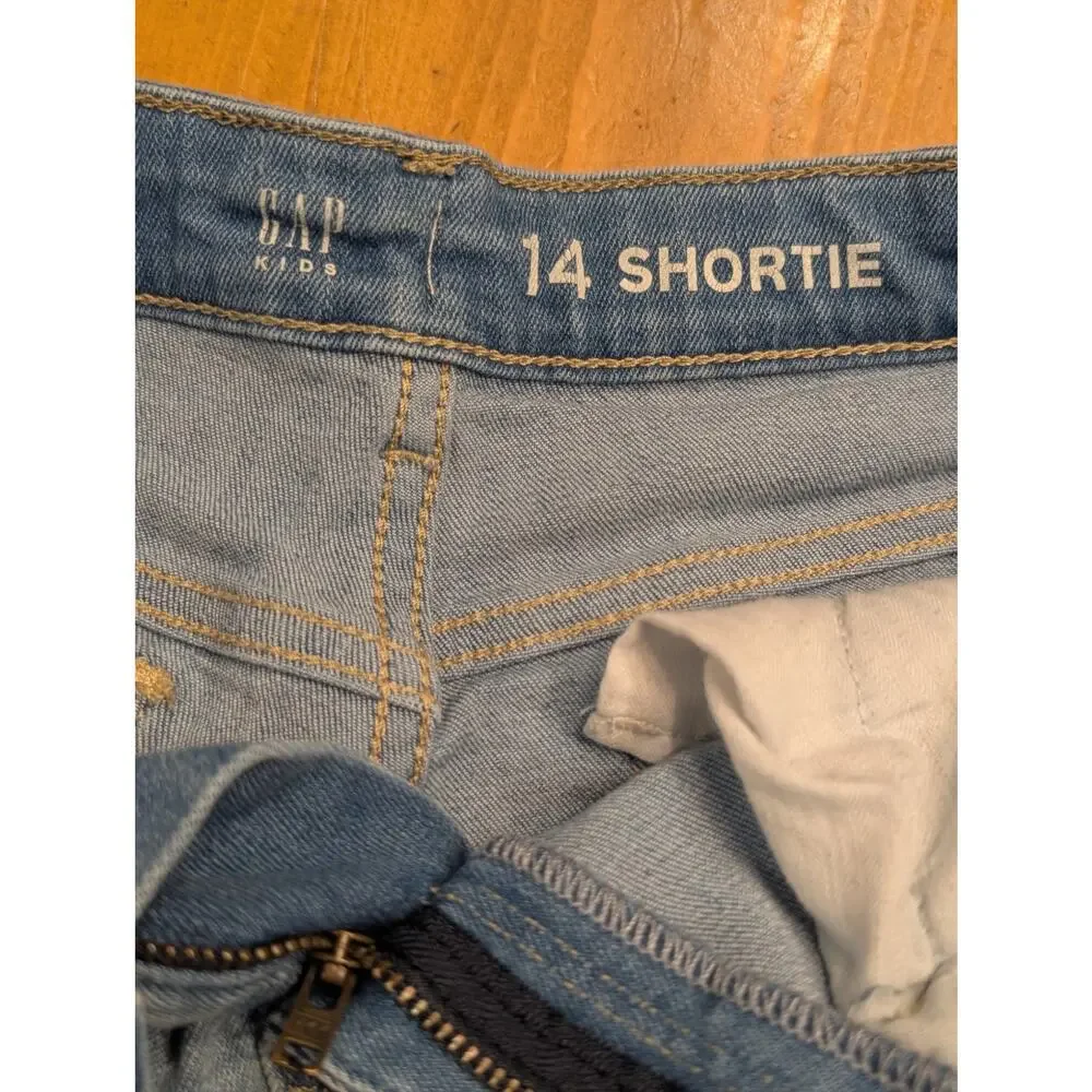 Gap Kids Denim Shorts, EGU, Adjustable Waist, Girl's 14, Shortie, Light Wash